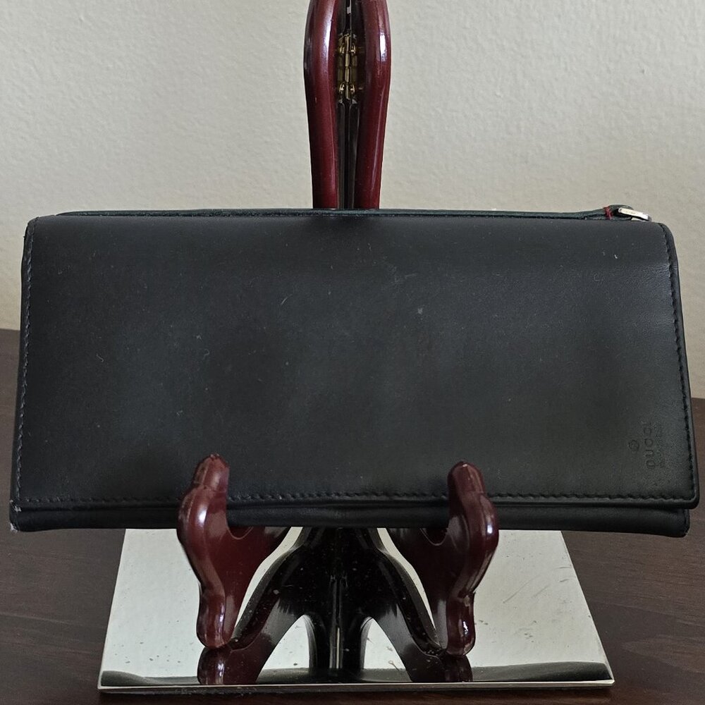 Vintage Gucci Long Black Wallet ~ EUC ~ Made in Italy